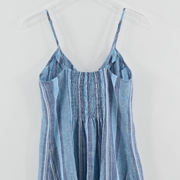 Walker & Wade Striped Linen Mini Dress Womens Size S Blue Coastal Summer Bow - Picture 9 of 11